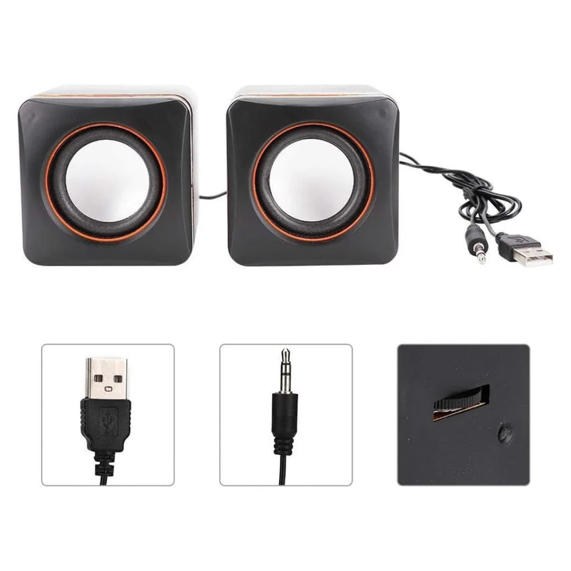Mini Caixa de Som USB P2 para Computador e Notebook – Som Nítido com 6W de Potência Total