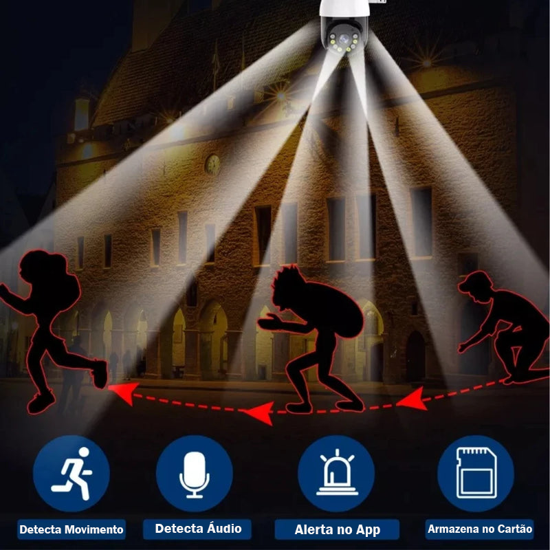 Câmera IP Wi-Fi 360° Tipo Lâmpada – Full HD, Visão Noturna, Áudio Bidirecional, Seguidora de Movimento
