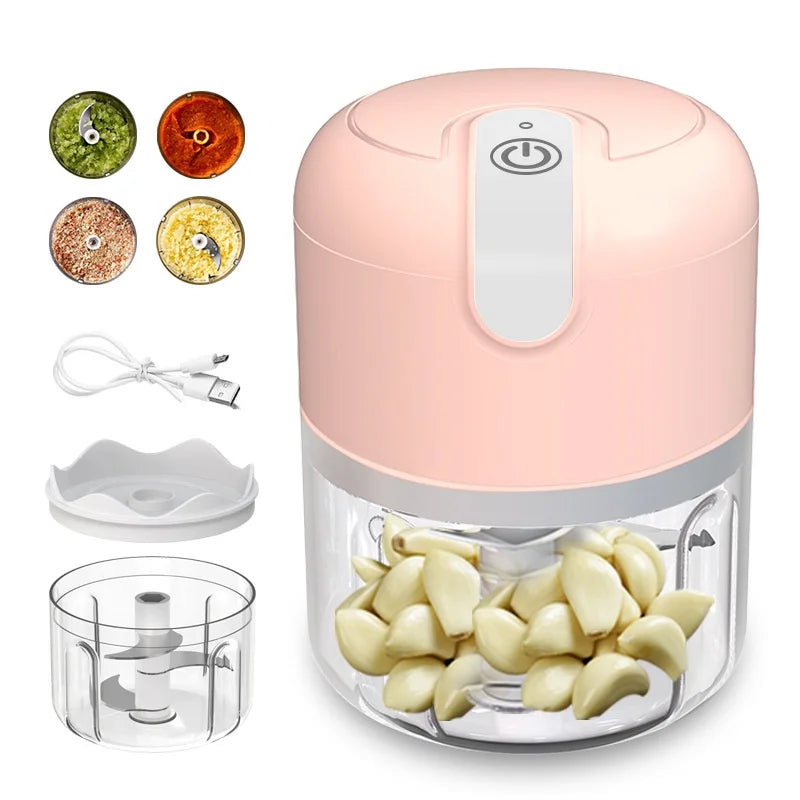 Mini Processador de Alimentos Portátil USB – 250ml | Tritura Alho, Nozes, Vegetais e Mais!