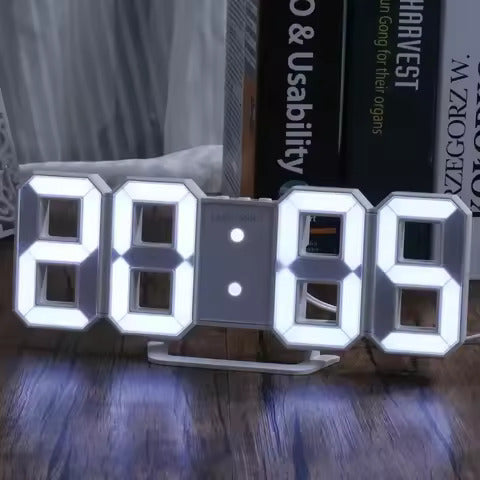 Relógio Digital 3D LED – Despertador Moderno de Parede ou Mesa com Display de Alta Definição